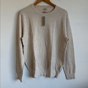J Crew Cotton piqué-stitch crewneck sweater Large Ivory